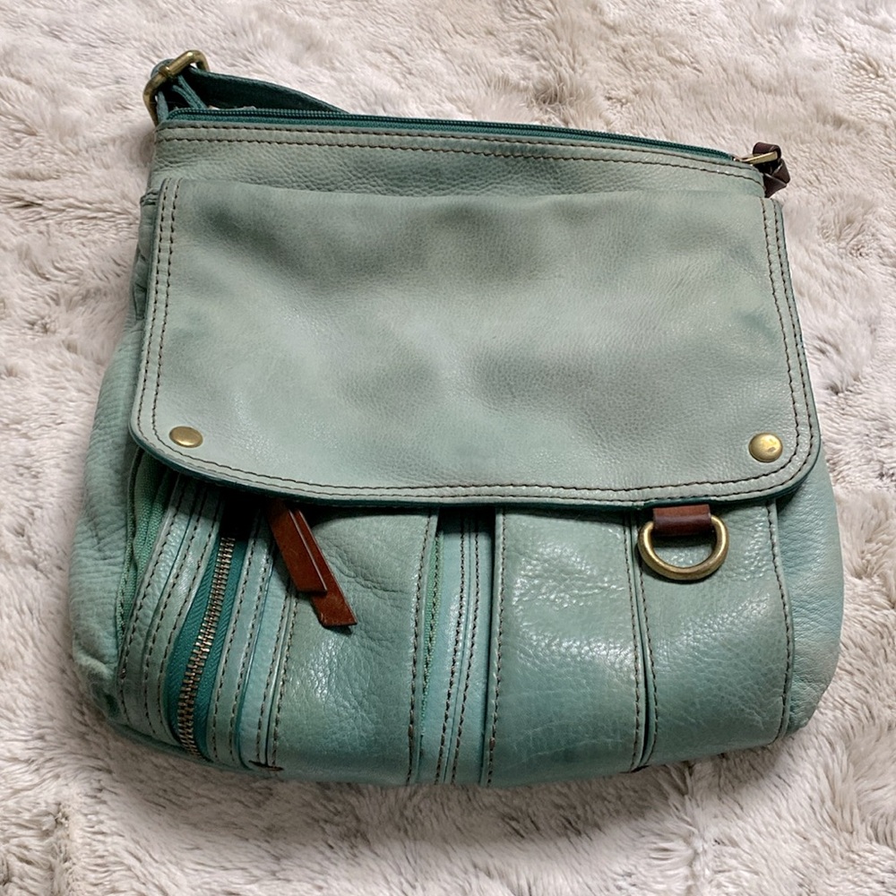 Fossil leather handbag, greenish-blue - Picture 2 of 6